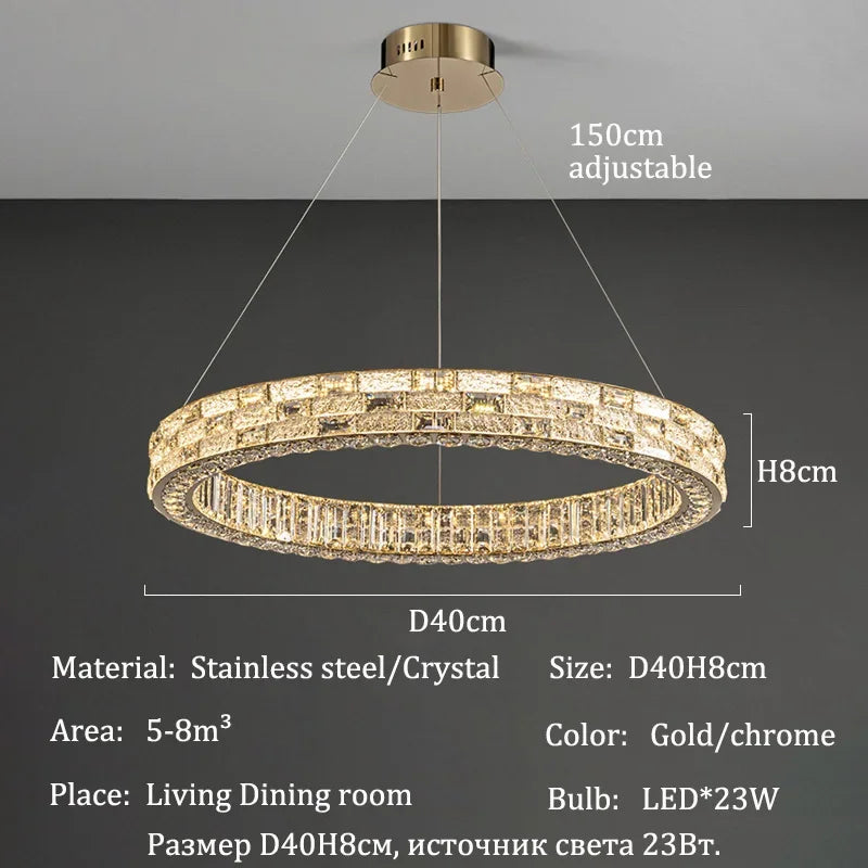 Nordic-style Luxurious Crystal Chandeliers, Led Lights, Pendant Ceiling Lamps, Suspended Chandeliers, Home Decorations, Lighting