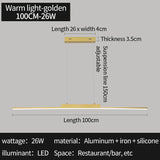Modern Minimalist LED Pendant Light for Dining Room Adjustable Linear Chandelier in Gold Dimmable Hanging Lamp Fixture for Home