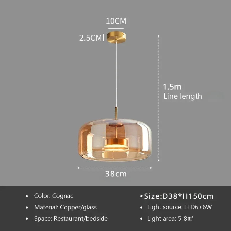 Modern Led Pendant Lights Glass Hanging Suspension Lamp For Dining Room Chandelier Restaurant Kitchen Decor Bedside Pendant Lamp