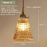 Vintage Amber Glass Pendant Light - Retro Brass Adjustable Hanging Hanging Lamp