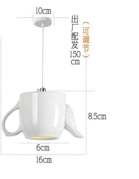 Modern Tea Cup Teapot Hanging Lamp Ceramic Led Pendant Lights Dining Room Kitchen Home Decors Luminaire Lighting Fixtures