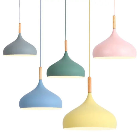 Multi Color Luster Pendant Lights Dia 16/17/24cm Restaurant Wood Hanging lighting Light Fixtures Modern E27 LED Loft Hang lamp
