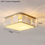 Modern Geometric Crystal Ceiling Light - Round & Square LED Lamp for Bedroom