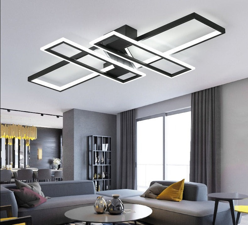 Modern LED Chandeliers Lighting Fixtures for Living Room Bedroom Kitchen Home With Remote Control Black Lustre Ceiling Lamp