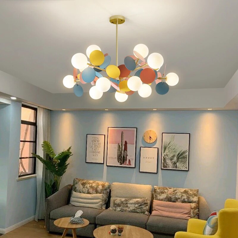 Nordic Kids Bedroom LED Chandelier Light Living Room Hanging Lamp Ceiling Mounted Light For Study Room Bar Aisle Home Decoration