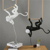 Retro Industrial Monkey Resin Pendant Light - Creative Chameleon Animal Hanging Lamp