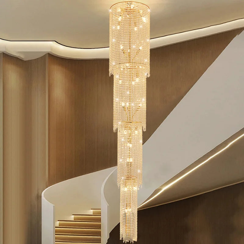 Luxury Crystal Chandeliers Home Villa Living Room Loft Stairs Pendant Lights Ceiling Light Fixture Decorate Lighting Żyrandol
