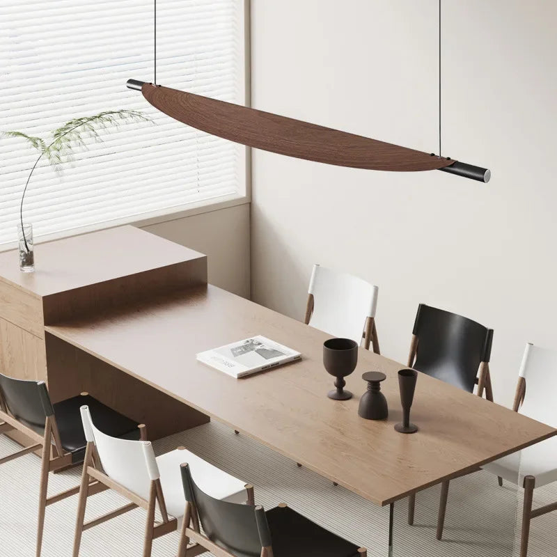 Nordic Wood Grain Leaves Led Pendant Light Wabi Sabi Restaurant Table Bar Chandelier Lighting Home Tea Room Decor Hanging Lamps