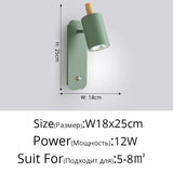 Nordic Macaron Wall Sconce Rotatable With Switch TV Background Wall Lights Modern Bedroom Bedside Aisle Home Reading Wall Lamps