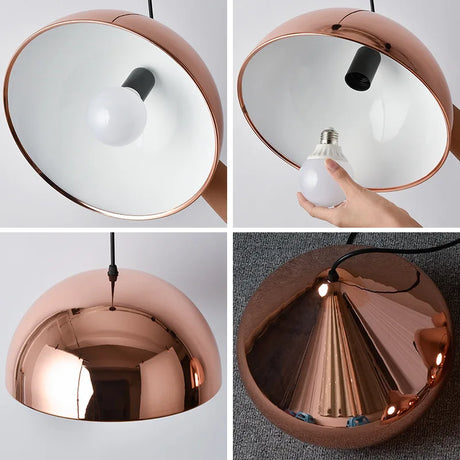 Rose Gold Pendant Lights Nordic Plating Metal Hanging Lamp Fixture Dining Room Kitchen Island Bar Cafe's Indoor Decor's Lighting E27