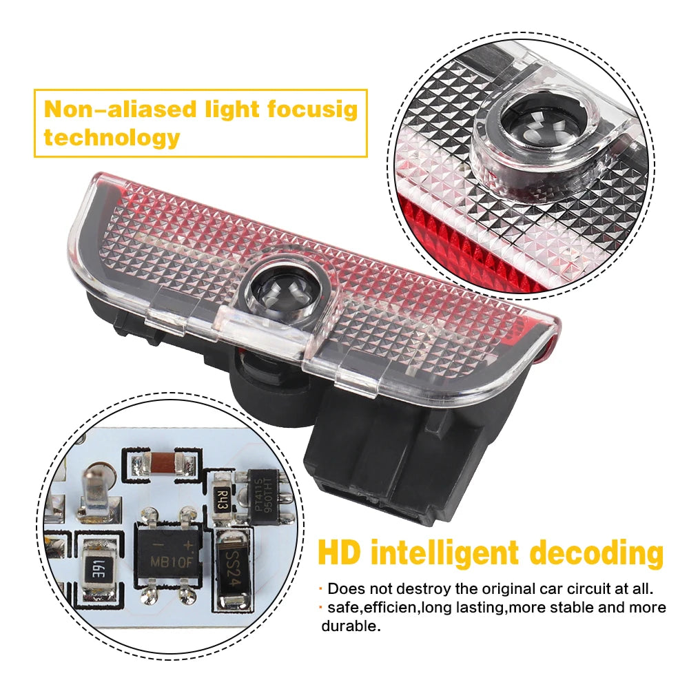 LED Car Door Interior Welcome Warning Light For VW Touareg 7P Golf 5 6 7 Jetta MK5 MK6 MK7 Passat B6 B7 B8 B9 Arteon CC EOS