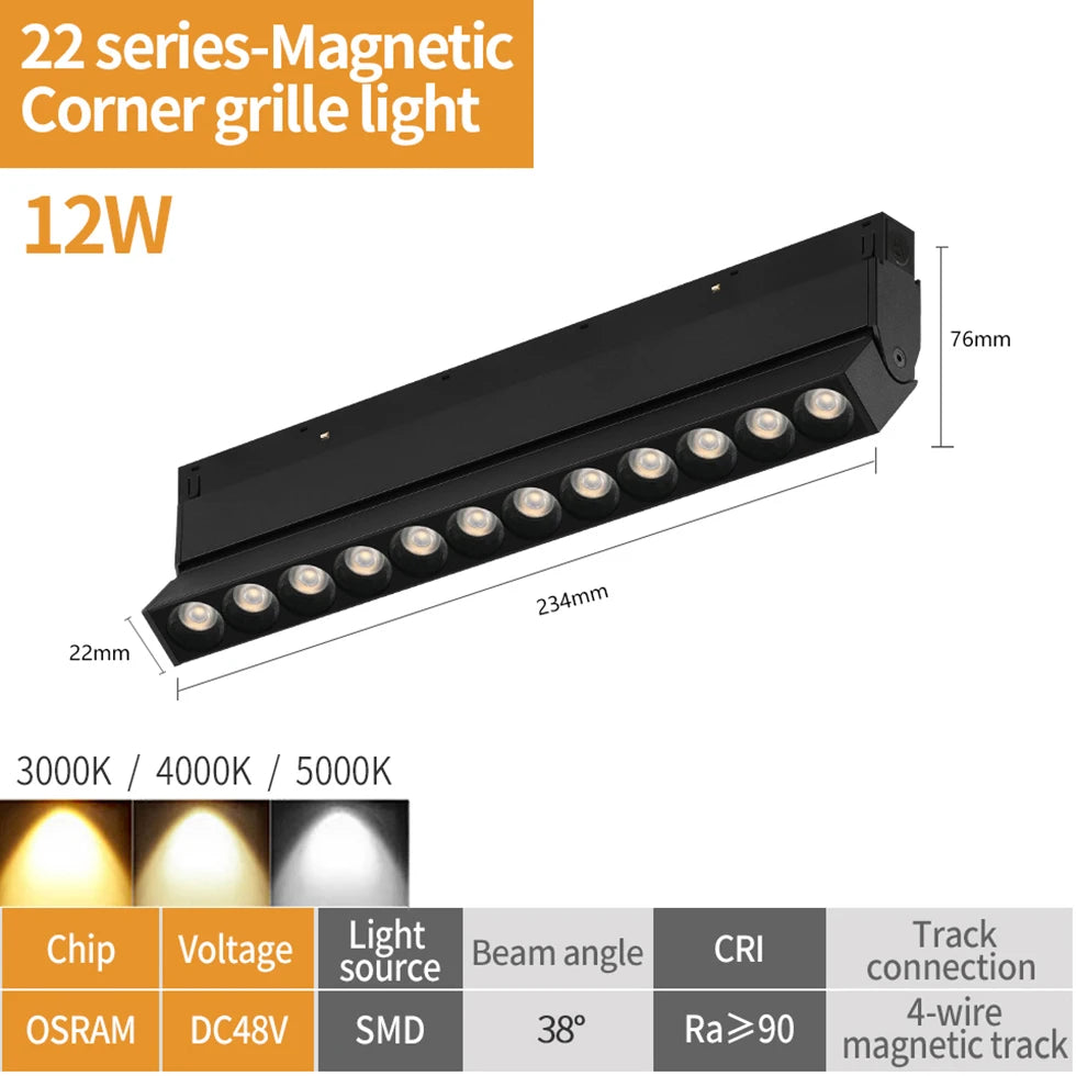 Magnetic Track Light 48V Magnet Spotlight Dimmable Floodlight Dali Rail Lamp Zigbee Tuya Smart Home LED Magnetic Track Lighting