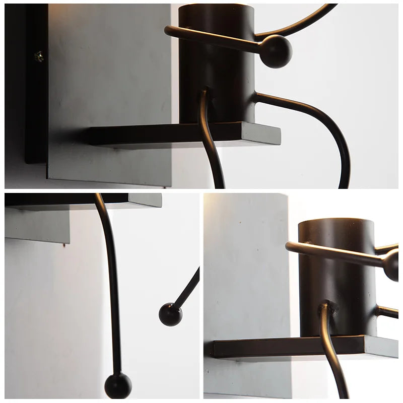 Modern Wall Lamp Iron Cartoon Humanoid Wall Lamps For Living Room Bedroom Nordic Home Decor Bedside Wall Light Bathroom Fixtures
