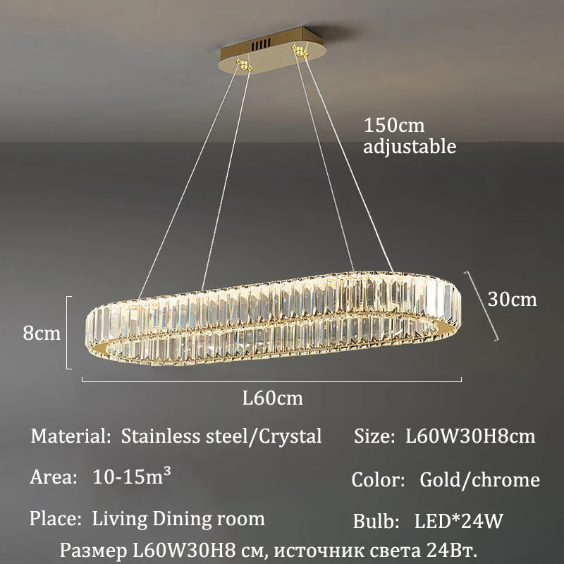 Modern Luxury Crystal Pendant Lights Home Dining Room Bar LED Lighting Lustre Decoration Indoor Ceiling Chandelier Lamp Fixtures