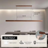 LED Hand Sweep Sensor Pendant Light Black Walnut Wood Modern Hanging Lamps for Dining Living Room Kitchen Office Celling Lamp