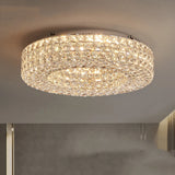 Round Crystal Chandelier Home Decoration Hanging Lamp Living Dinning Room Modern Crystal Pendant Light Kitchen Dimmable LED Lamp