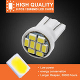 10 PCS MINI Small T10 W5W LED Bulb 12V 1210-8SMD 7000K White Car Interior Dome Reading Map Door Courtesy License Plate Lights