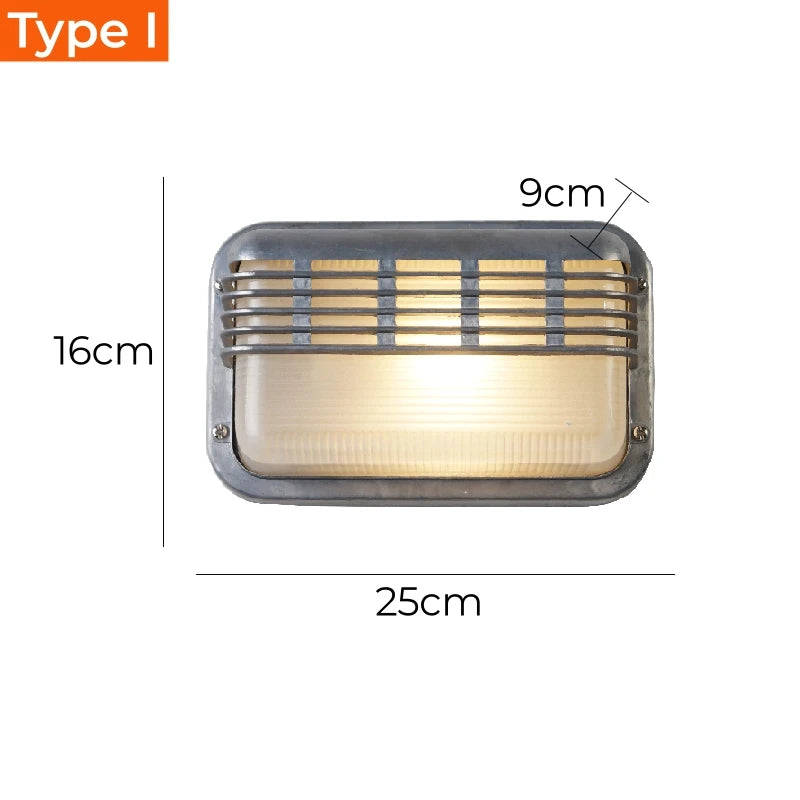 Vintage Outdoor Wall Lamp E27 Industrial Wall Lights IP65 Waterproof Glass Ceiling Sconce Bathroom Garden Exterior Wall Lighting