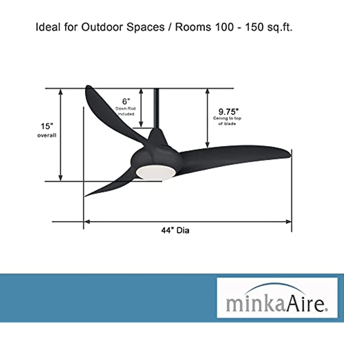 Light Wave Ceiling Fan with LED Light and Remote Control in Coal Finish