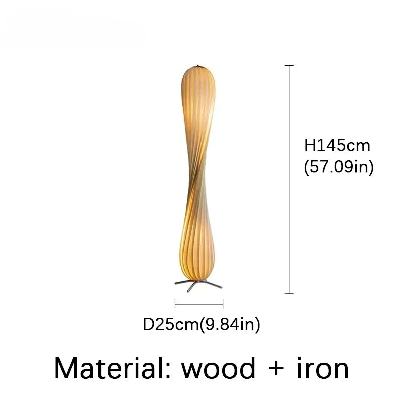 Light Luxury Wooden Curved Shade Floor Lamp Modern Standing Lamp for Living Room Bedroom Entryway Home Interior Decor Lighting