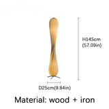 Light Luxury Wooden Curved Shade Floor Lamp Modern Standing Lamp for Living Room Bedroom Entryway Home Interior Decor Lighting
