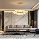 Artificial Marble Pendant Light (Imitation Alabaster) - Modern LED Ceiling Hanging Lamp Fixture for Living Room, Dining Room, Hotel & Villa Decor