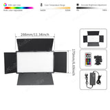 U800+ U600+ LED Video Light Photo Studio Lamp Bi-Color RGB Dimmable with Tripod Stand Remote for Photography Live Steaming