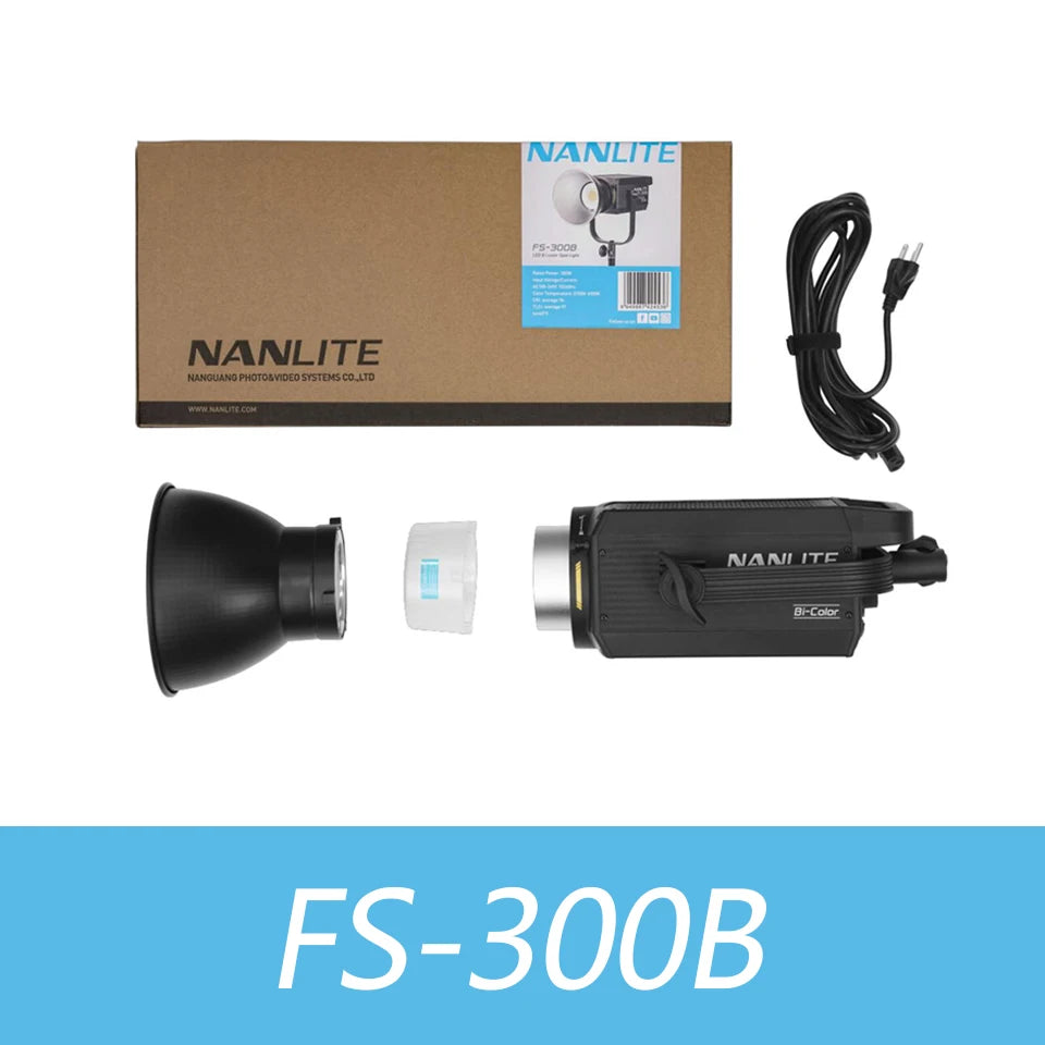 FS-300B 300W Bi-Color LED Video Light - 2700K-6500K Studio Spotlight