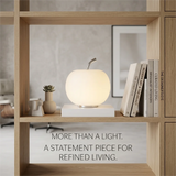 Modern Minimalist Apple Glass Table Lamp, Touch Control 3-Color Dimmable LED Bedside Night Light, Elegant Artful Nordic Lamp