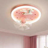 Full spectrum eye protection children's fan LED ceiling light for male and female bedrooms cartoon moon astronaut ceiling light