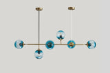 Modern Globe Linear Chandelier 6 Light Milk Glass Chandeliers Pendant Light Fixture Mid Century Sputnik Island Lights
