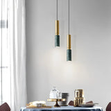 Modern Long Tube Stone Pendant Light - Natural Yellow Travertine Chandelier