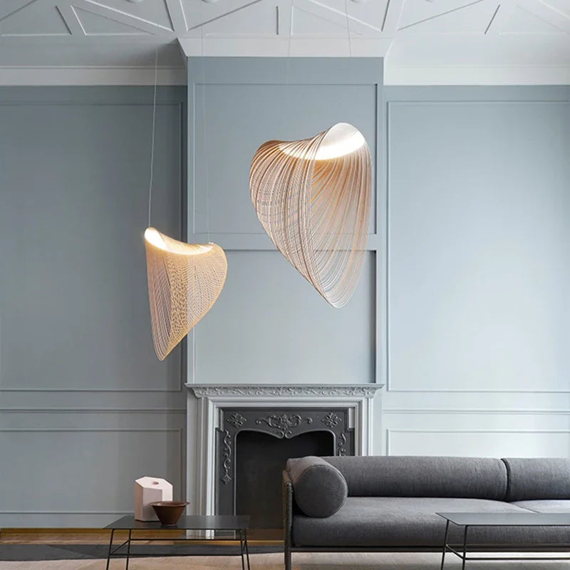 Wood Pendant Lamp Staircase Kitchen Restaurant Shop Homestay Hanging Light Home Deco Art Luminaires 2025 Modern Led Chandelier