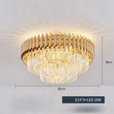 Modern round square layered crystal chandelier black gold luxury Led ceiling lamp living room main lamp villa foyer lighting