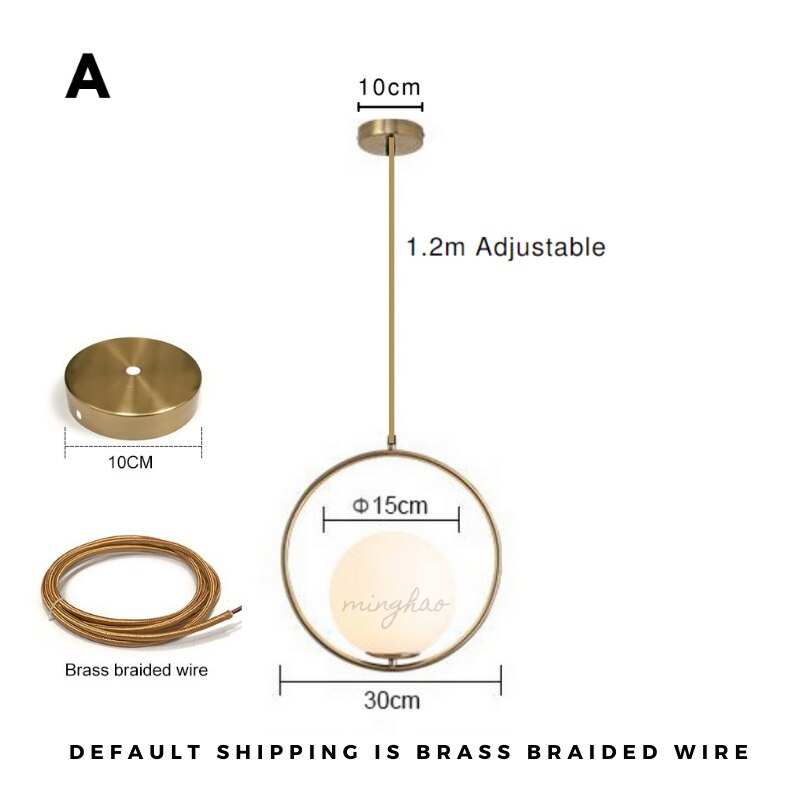 Modern LED Round Glass Ball Pendant Lights Iron E14 Pendant Lamps Hanging Light Fixture for Living Bedroom Dining Room