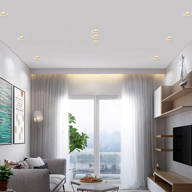 Recessed LED Gypsum Downlight Borderless Zigbee Spotlight Anti-Glare Ceiling Lamp Living Room Bedroom Aisle Embedded Lighting