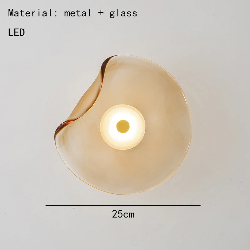 Art Deco Amber Gray Glass LED Wall Light 3000K Sconce For Bedroom Stairs Aisle Foyer