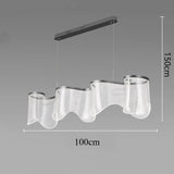 Modern Acrylic Hanging Chandelier Light Fixture Wave Shaped Pendant Lamp for Dining Room Home Decor