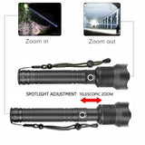 USB Powerful xhp70.2 Flashlight Torch Super Bright Rechargeable Zoom LED Tactical Torch xhp70 18650 or 26650 Battery Camp Lamp