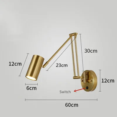 Adjustable Swing Long Arm LED Wall Lamps Modern Touch Sensor Internal Wall Washer Household Bedside Switch Decors Sconce Lights