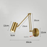 Adjustable Swing Long Arm LED Wall Lamps Modern Touch Sensor Internal Wall Washer Household Bedside Switch Decors Sconce Lights