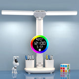 RGB LED Table Lamp Clock Display Touch Dimmable Reading Lamp  USB Rechargeable Foldable Eye Protection Desk Lamp Night Light