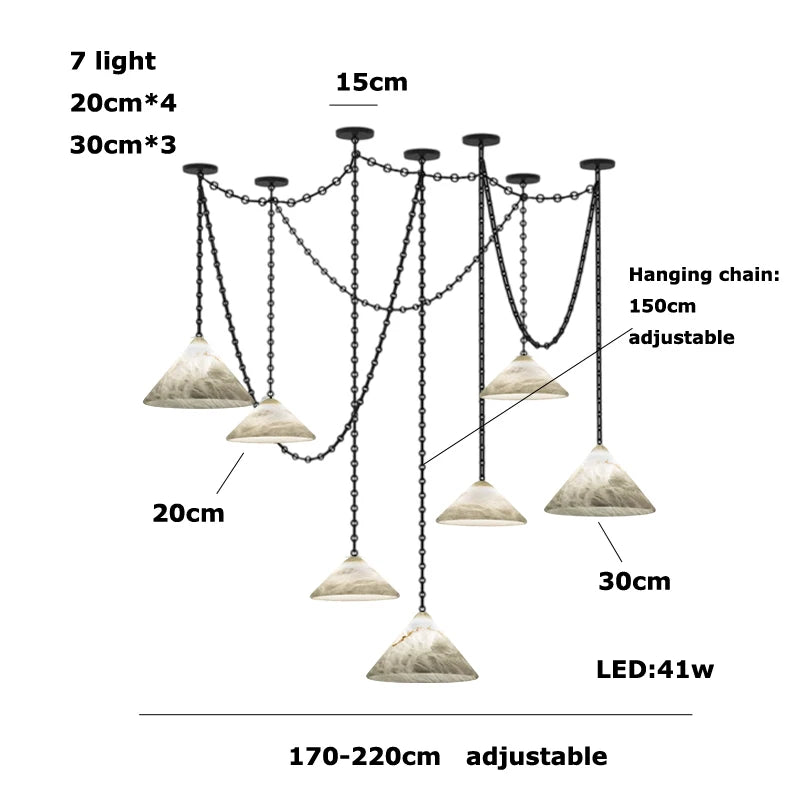 Marble Umbrella Diy Iron Chain Led 2025 Chandelier Alabaster Lustre Suspension Luminaire Lampen For Corridor Entry Way