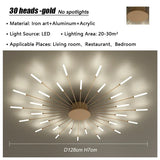 Modern Firework Led Chandeliers Lighting Lamp Home Decor Living Room Ceiling Lights Luminaria Bedroom Black Gold Spiral Lamparas
