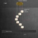 Rubik's Cube Marble Home Decoration Gold LED Chandelier Lighting Hanging Lamps 2026 New Trend Lustre Para Sala Estar For Foyer