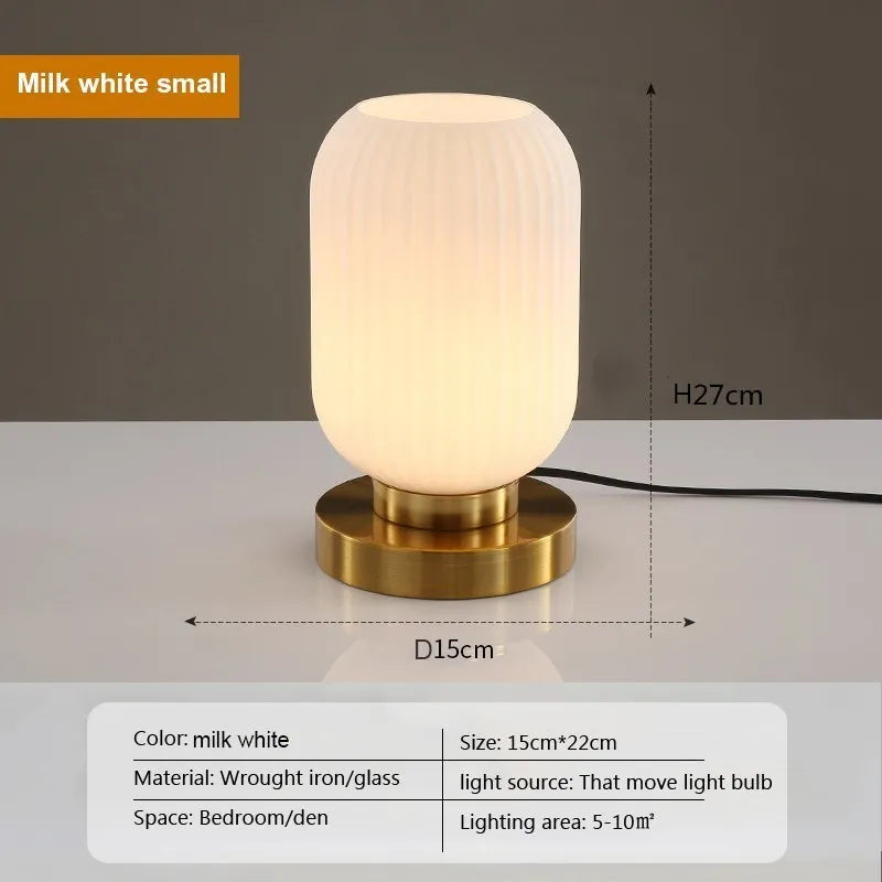 Retro Glass Table Lamp Pumpkin Ball Desk Light For Restaurant Study Living Room Bedside Hotel Villa Home Decors Luster&#39;s Lamp