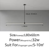 Modern Simplicity Long Linear LED Pendant Lights Strip Hanging Indoor Lamps for Office Table Kitchen  Home Decoration Chandelier