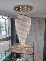 Large Spiral Design Crystal Chandelier For Staircase Hallway Lobby Modern Led Cristal Lamp Luxury Home Decor Led Light Fixture