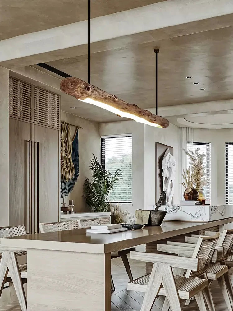 Modern Minimalist Wood Pendant Lights Style Kitchen Bar Dining Room Hang Lamp Cord Adjustable Warm New Design