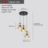 Glass LED chandelier bar living room dining table kitchen bar counter bedroom modern grey art pendant light